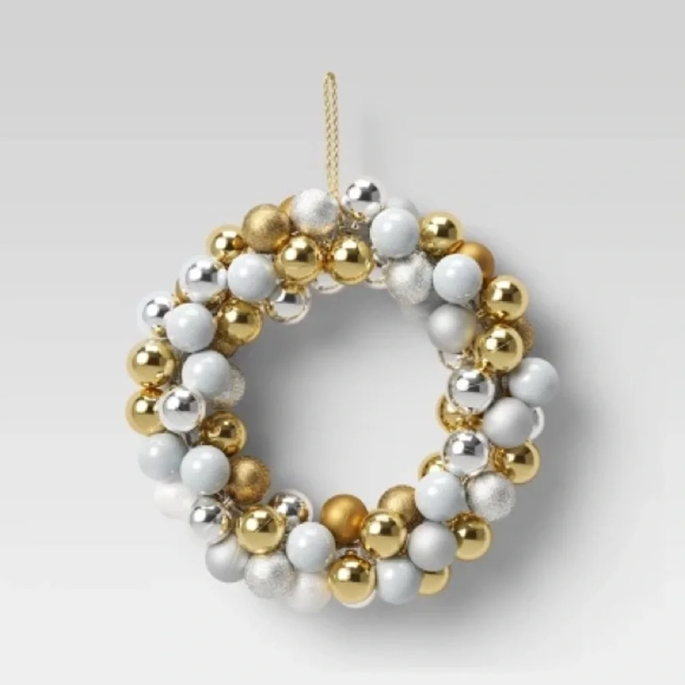 Neutral Gold Glam Ornament Mini Wreath - Opalhouse